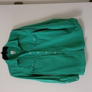 Gap button down green shirt w polka dot details